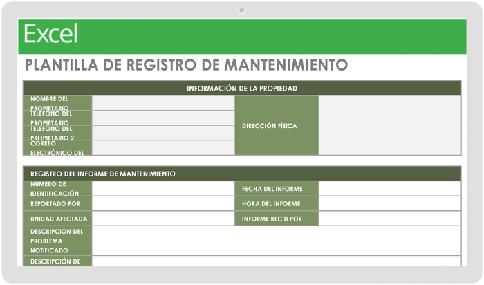 Plantilla de Registro de Mantenimiento