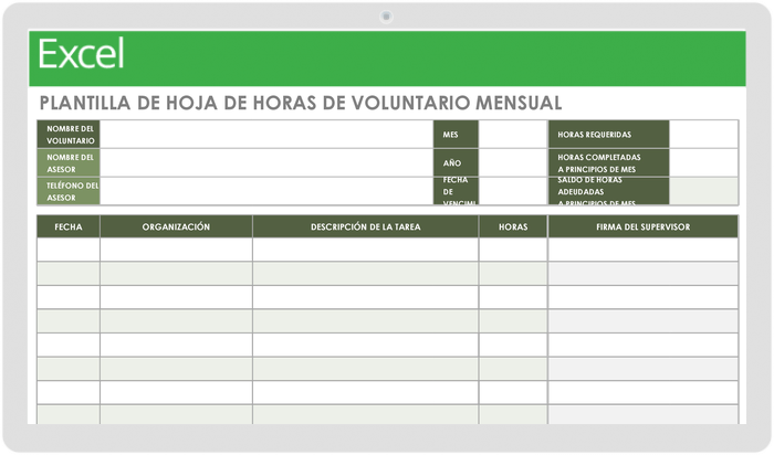 Plantilla control horario media jornada