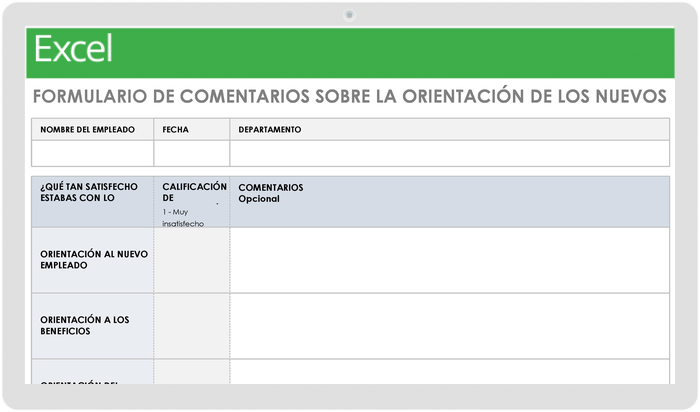 FORMULARIO DE COMENTARIOS DE ORIENTACIÓN PARA EMPLEADOS NUEVOS