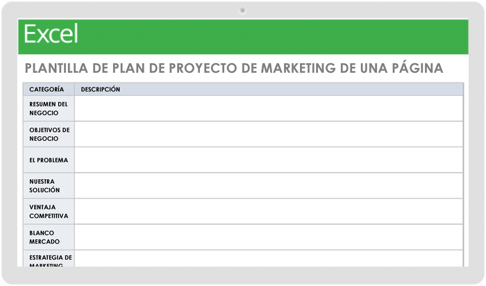 PLAN DE PROYECTO DE MARKETING DE UNA PÁGINA