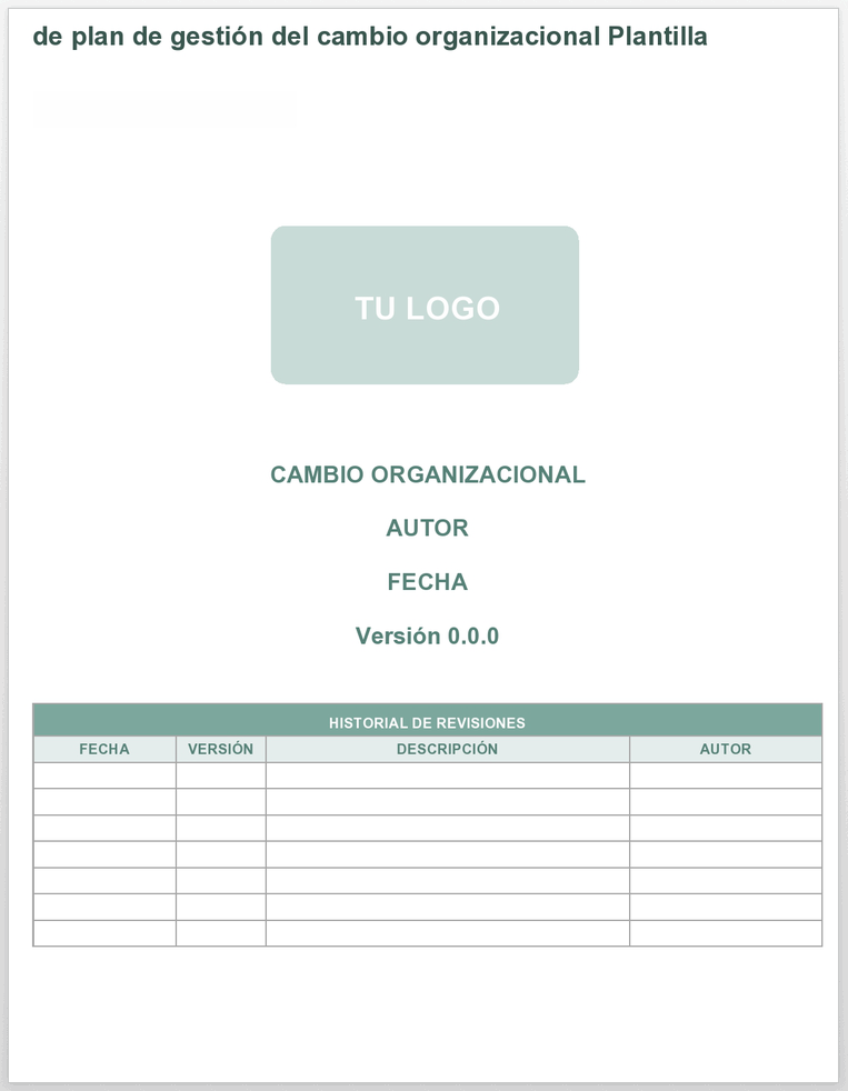 Plan de gestión del cambio organizacional