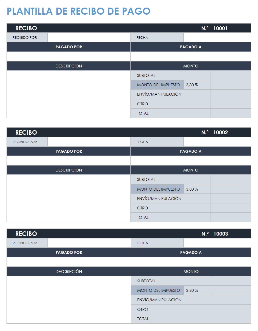 Plantilla de recibo de pago