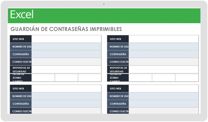 Administrador de Contraseñas Imprimible