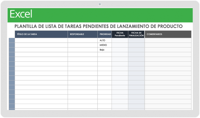  Plantilla de lista de tareas pendientes de lanzamiento de producto