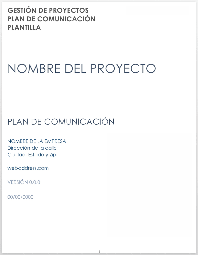 Plantilla de plan de comunicación de gestión de proyectos