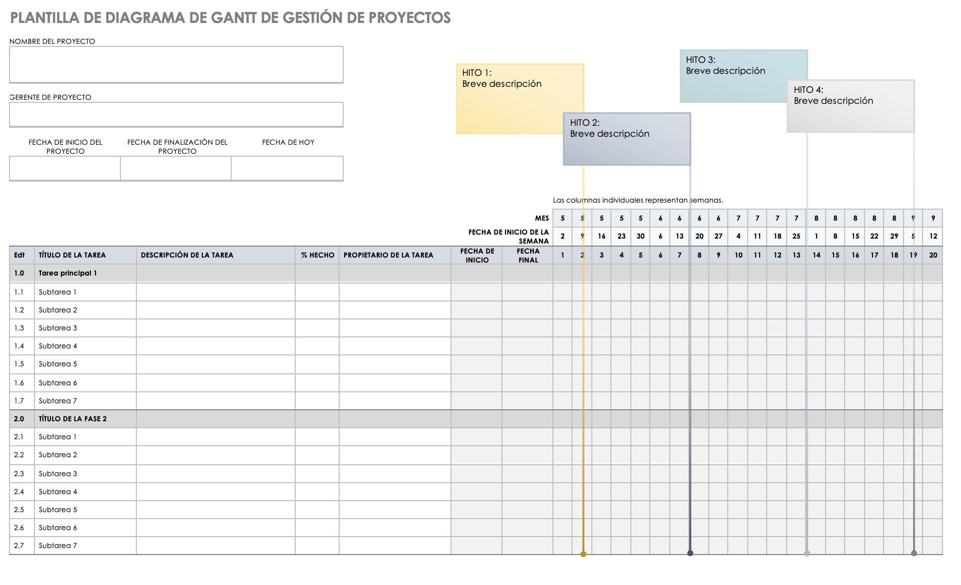  Plantilla de diagrama de Gantt de gestión de proyectos