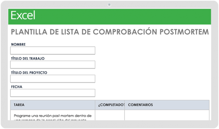 LISTA DE VERIFICACIÓN POSTMORTEM DEL PROYECTO