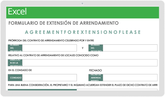 Plantilla de Formulario de Extensión de Contrato de Arrendamiento de Administración de Propiedades