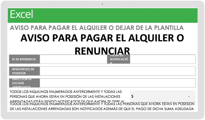 Plantilla de Aviso de Administración de Propiedades Para Pagar el Alquiler o Dejar de Fumar