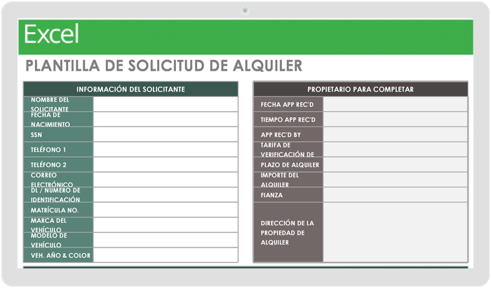 Plantilla de Solicitud de Alquiler de Administración de Propiedades