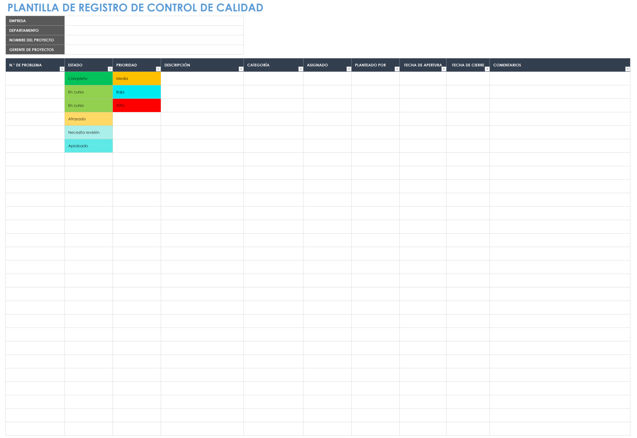 Registro de control de calidad