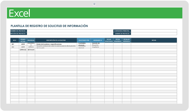 Solicitud de registro de información