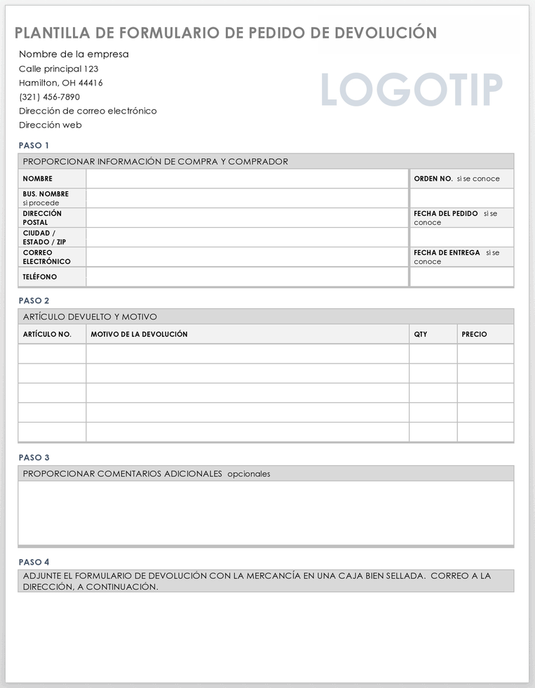 Plantillas gratuitas de formularios de pedidos