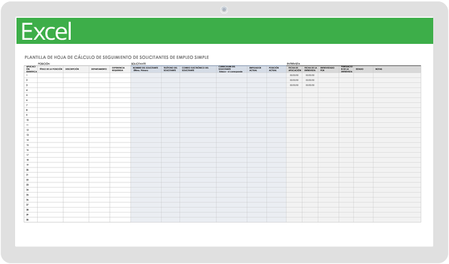 Plantilla simple de hoja de cálculo de seguimiento de solicitantes de empleo
