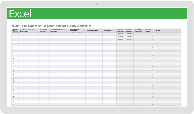 Plantilla de seguimiento de solicitantes de pequeñas empresas