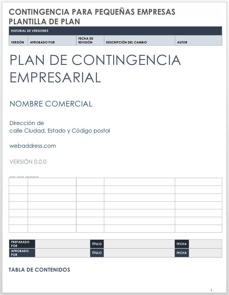  Plantilla de plan de contingencia para pequeñas empresas