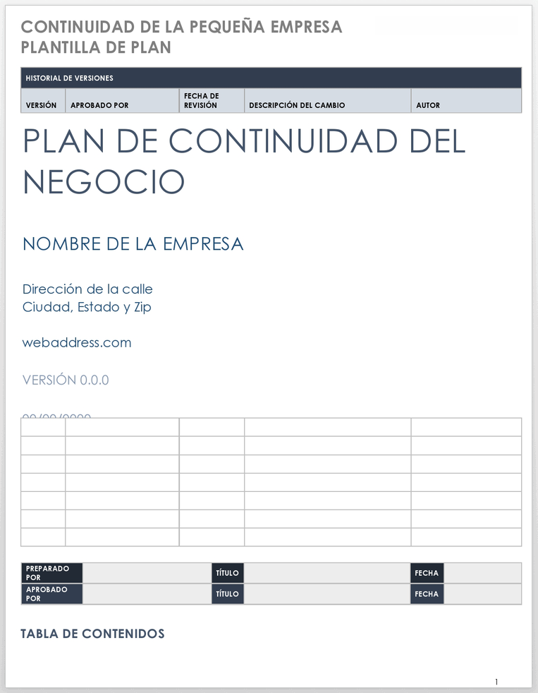 Plan de continuidad de pequeñas empresas