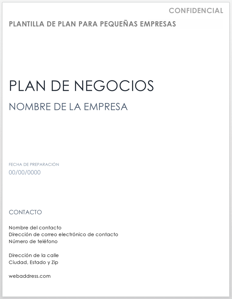 Plantilla de Plan de Pequeña Empresa