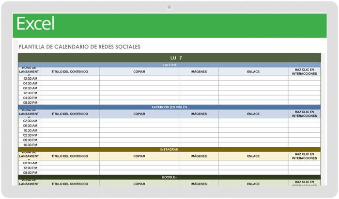 Calendario de redes sociales