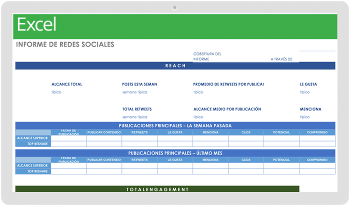 Plantilla de informe de redes sociales