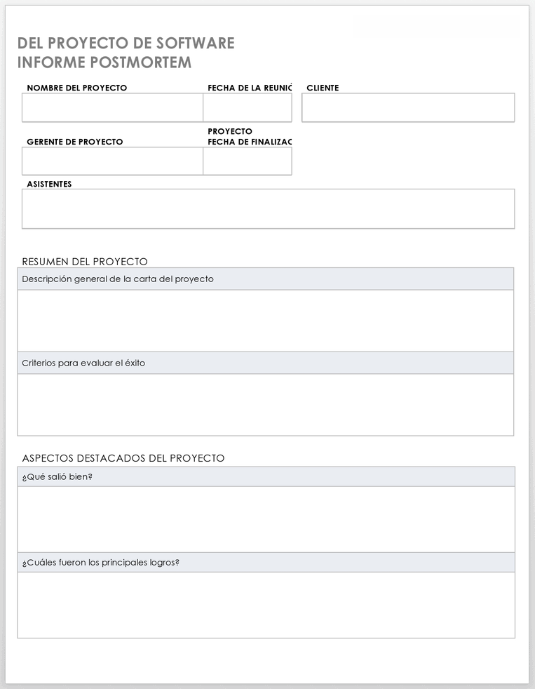 Software Postmortem Template