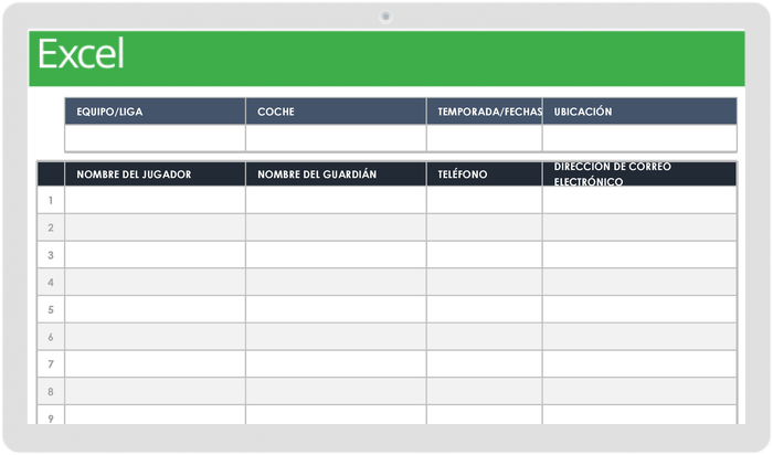 Lista de Contactos Del Equipo Deportivo