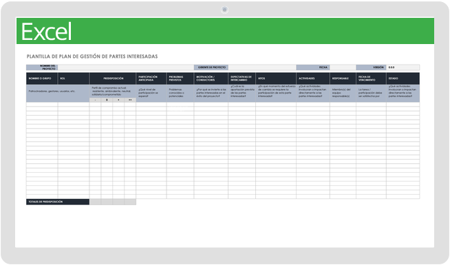 Plantillas Gratuitas De Análisis De Partes Interesadas Smartsheet 3429