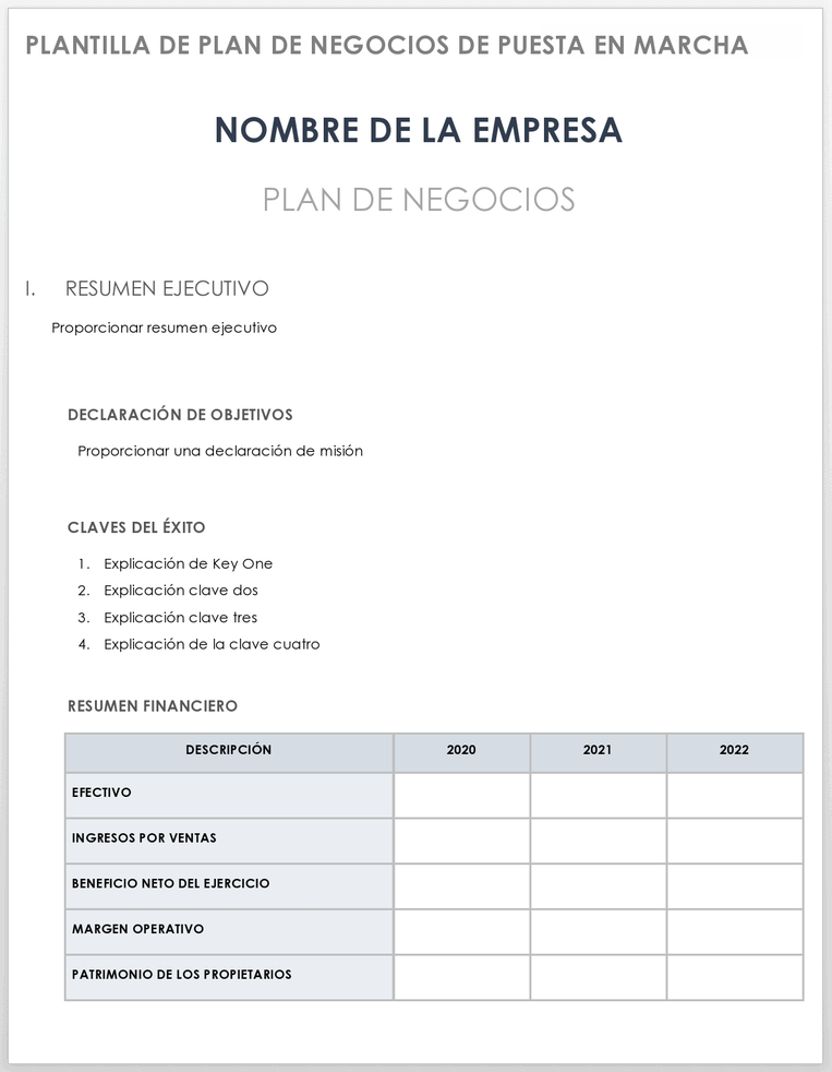 Plantillas gratuitas de plan de negocios simple | Smartsheet