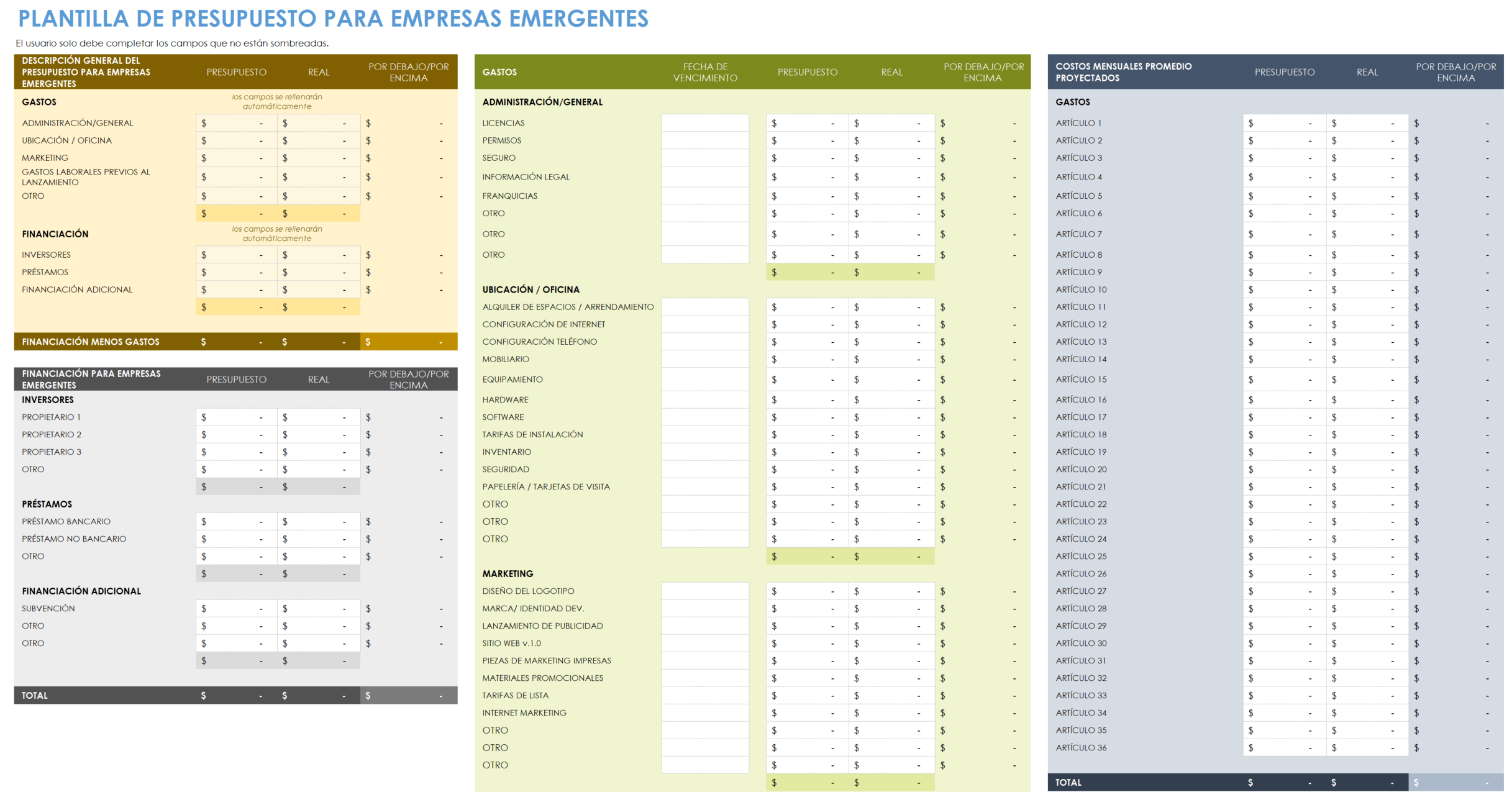 Plantillas Gratuitas De Presupuesto Para Empresas Emergentes Smartsheet 1491