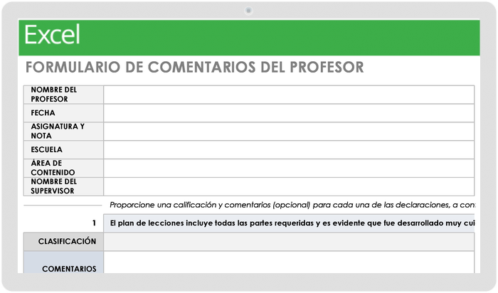 FORMULARIO DE FORMULARIO DE RETROALIMENTACIÓN DEL PROFESOR