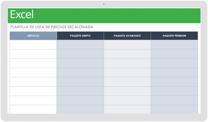 Plantilla de Lista de Precios Escalonada