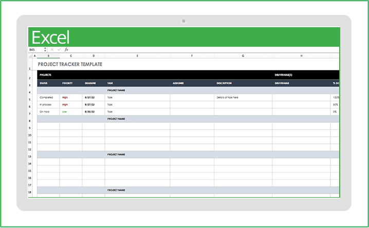 project manager excel template