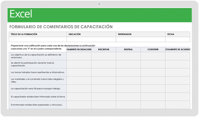 FORMULARIO DE COMENTARIOS DE ENTRENAMIENTO