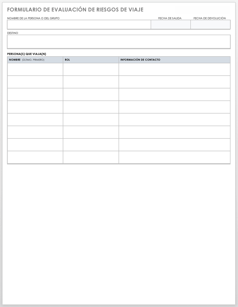 FORMULARIO DE EVALUACIÓN DE RIESGOS DE VIAJE