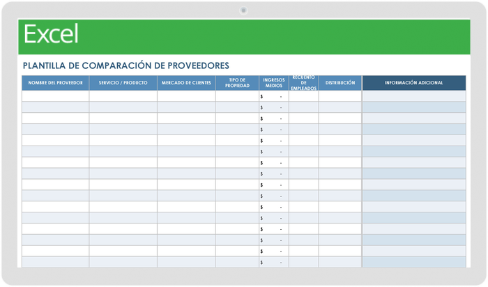 Plantilla de Comparación de Proveedores