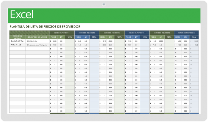 Lista de Precios de Proveedores