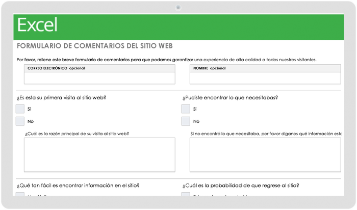 PLANTILLA DE FORMULARIO DE COMENTARIOS DEL SITIO WEB