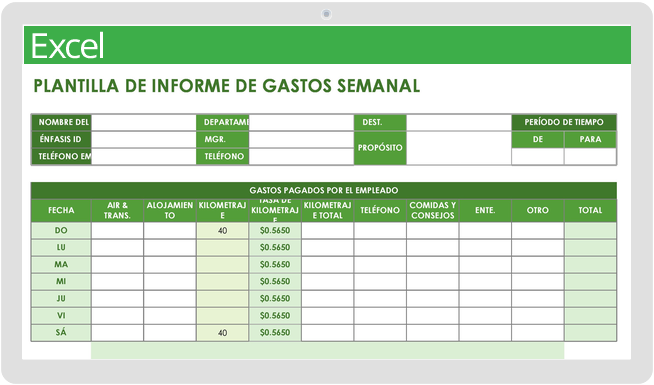 Informe de gastos semanales