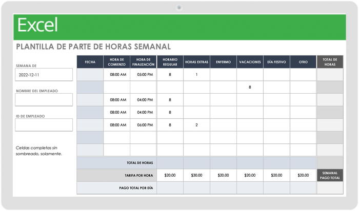✓ Registro HORAS JORNADA LABORAL y CONTROL ASISTENCIA con Excel 