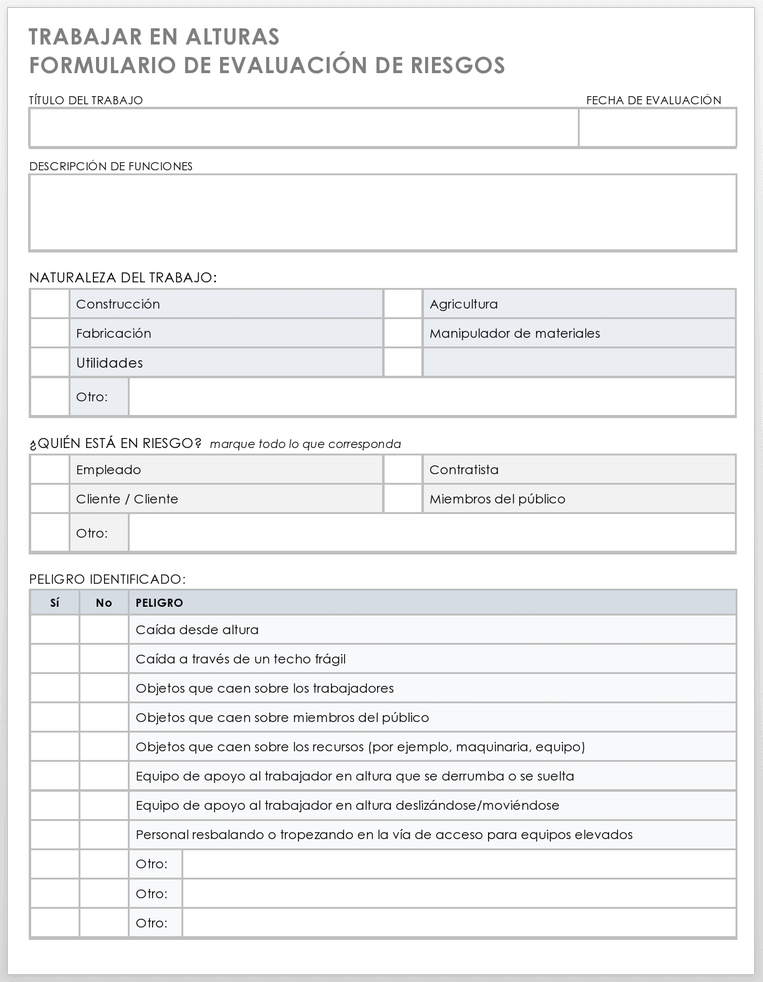 Más de 35 Formularios | de evaluación gratuita del riesgo Smartsheet