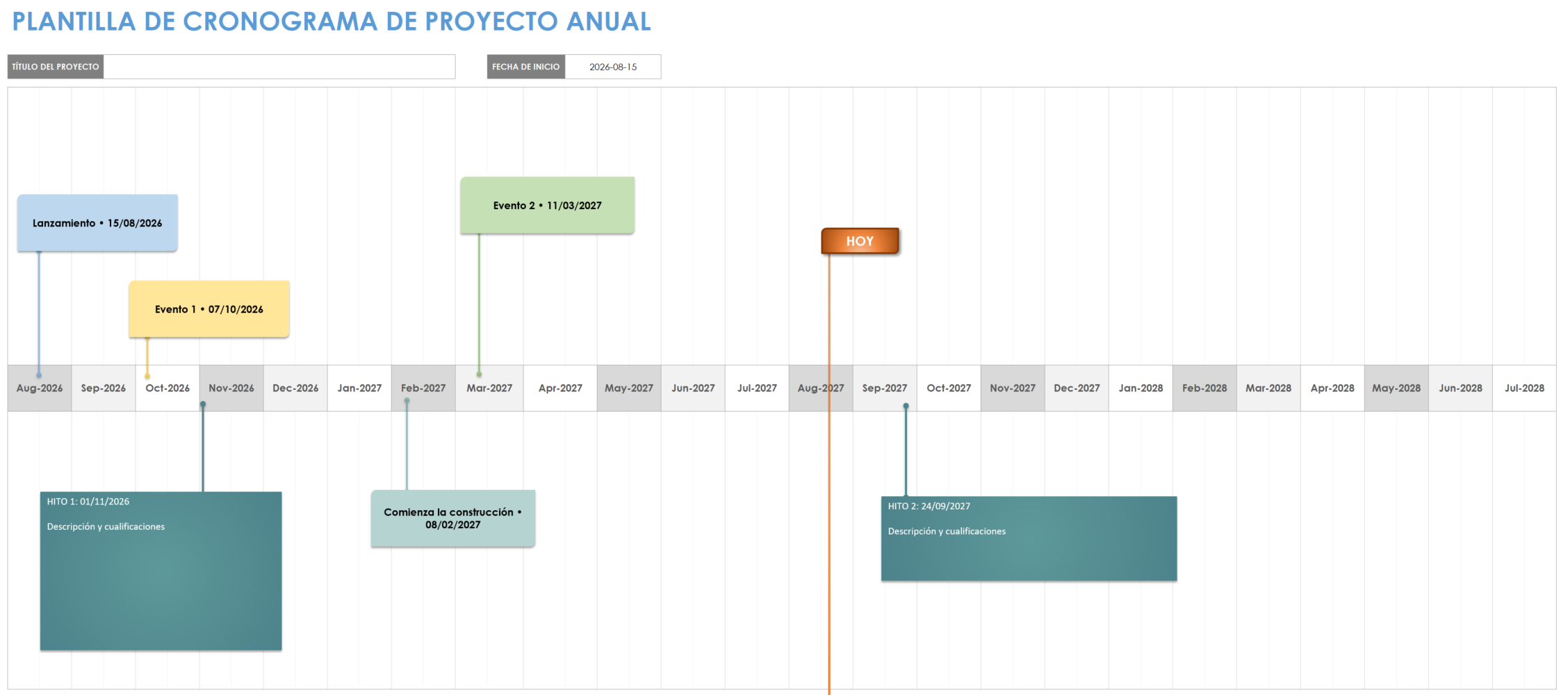 Plantilla de cronograma de proyecto anual para plantilla de Excel