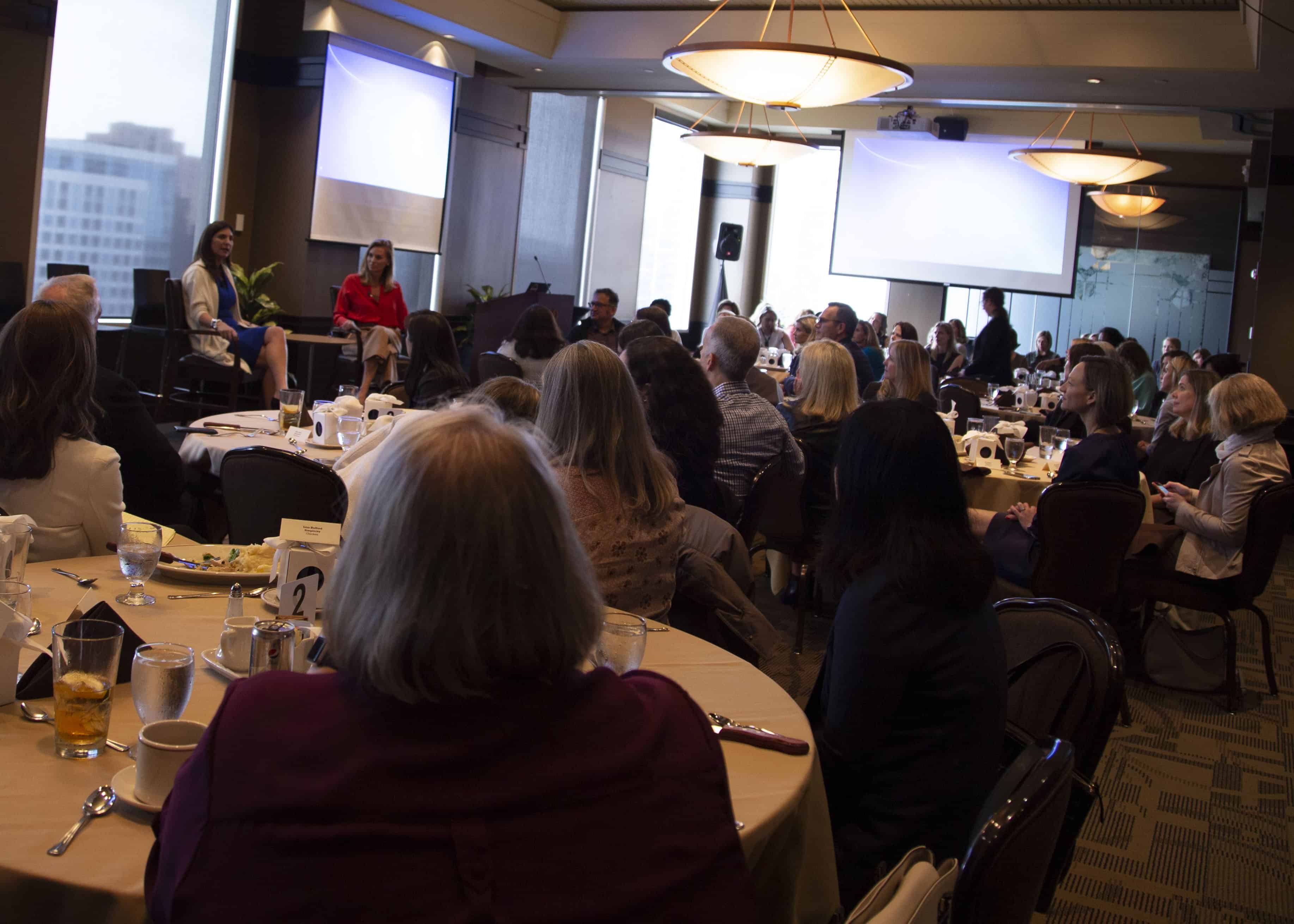 NYSE President Stacey Cunningham and Smartsheet CMO Anna Griffin fireside chat at Smartsheet-hosted lunch for women in leadership