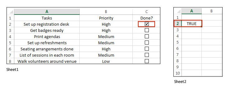 Casillas de verificación en Excel