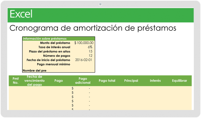 PLANTILLA DE CALENDARIO SEMANAL DE AMORTIZACIÓN DE PRÉSTAMOS