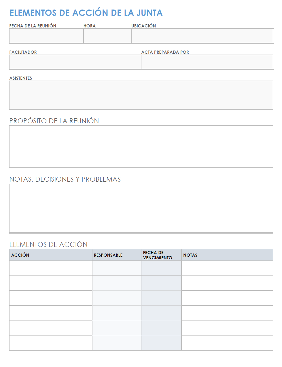 Plantillas Gratuitas De Elementos De Acción Smartsheet 6156