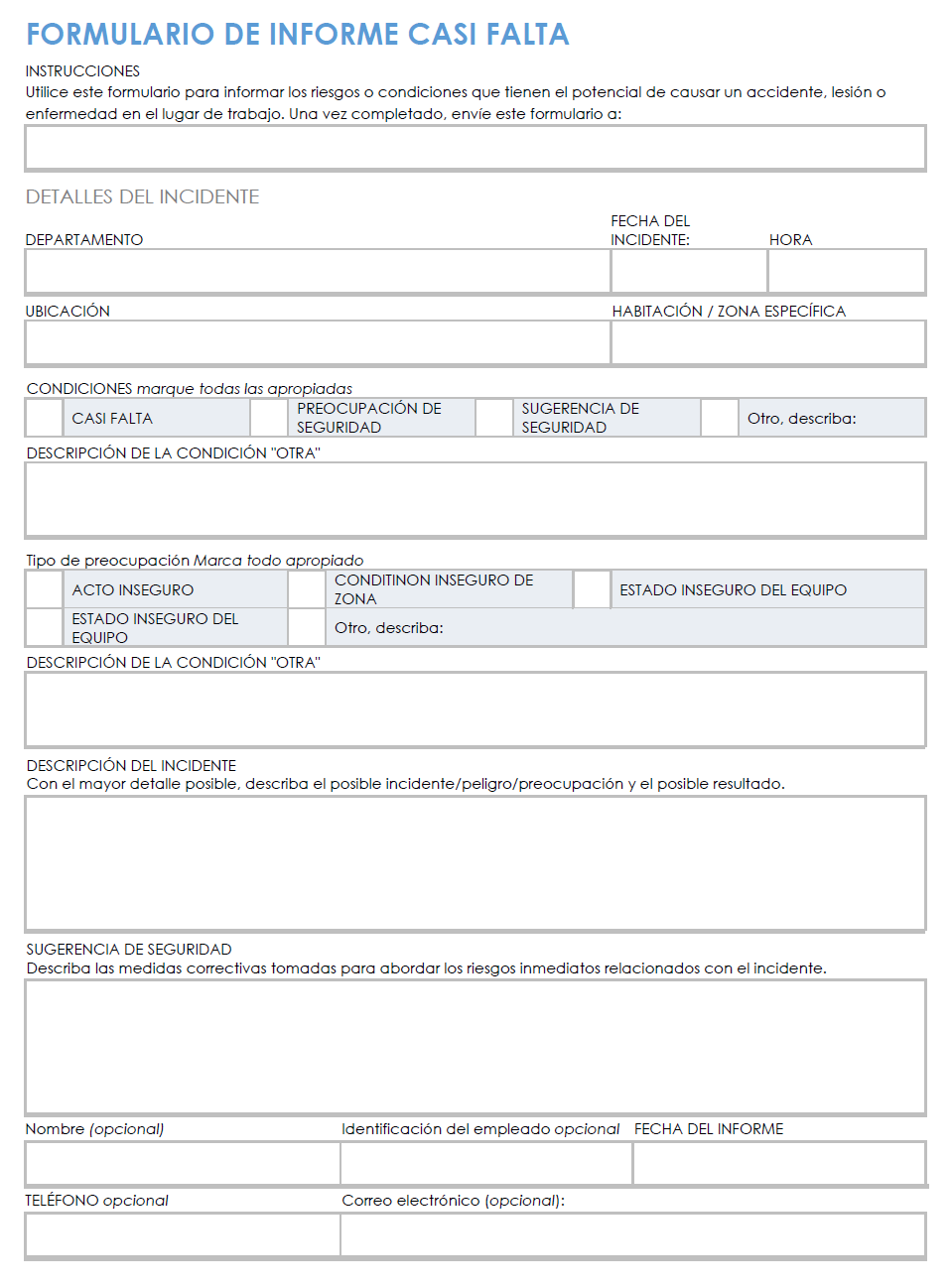 Plantillas Gratuitas De Informes De Accidentes Laborales Smartsheet