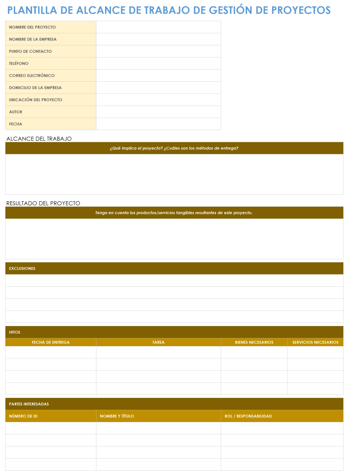 Plantillas Gratuitas De Alcance De Trabajo Smartsheet 7705