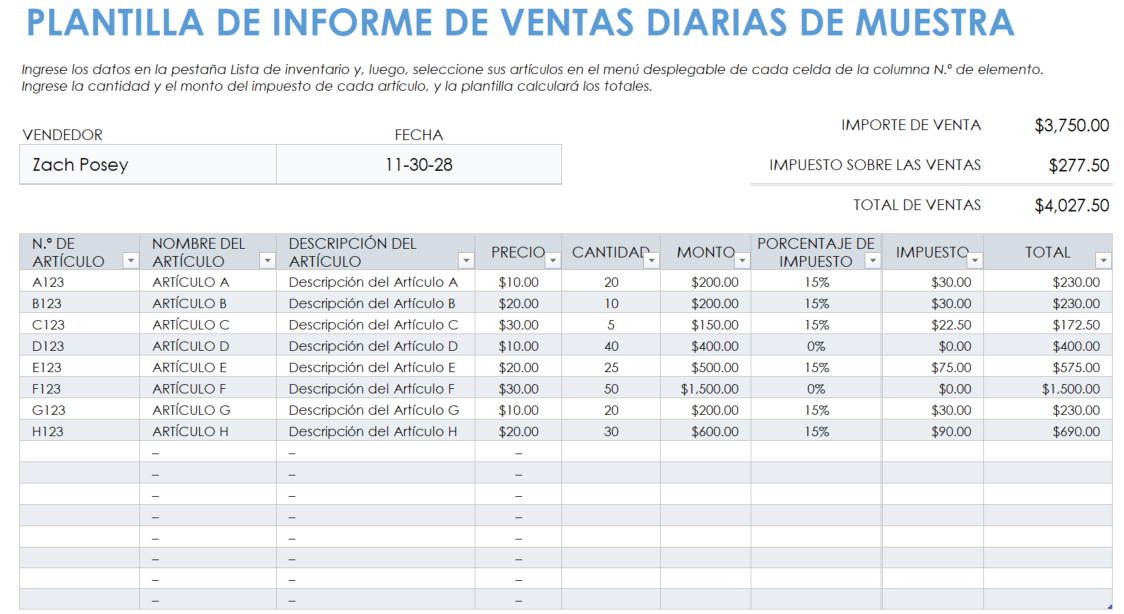 Plantillas Y Formularios Gratuitos De Informe Ventas Diarias Smartsheet