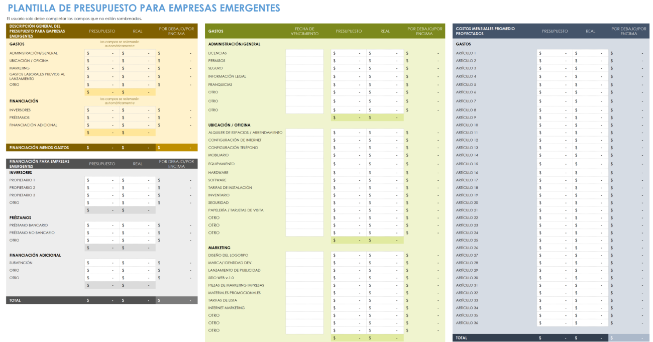 Plantillas Gratuitas De Presupuesto Para Empresas Emergentes | Smartsheet