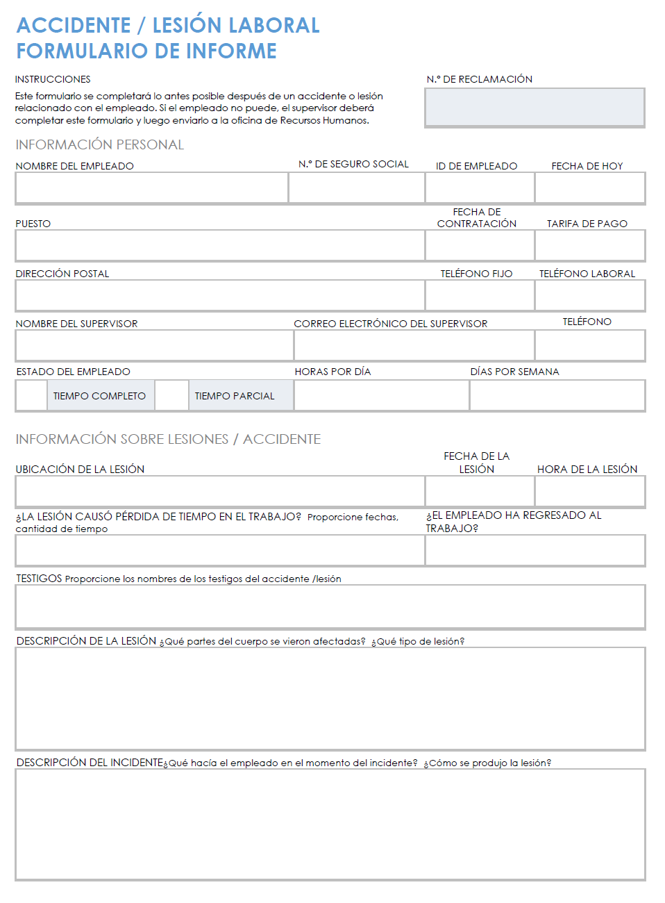 Plantillas Gratuitas De Informes De Accidentes Laborales Smartsheet